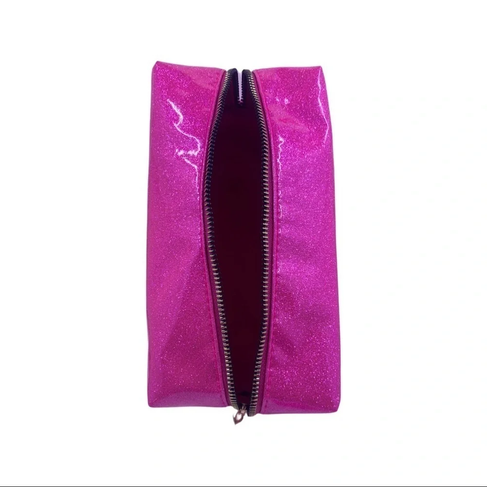 Colorful Pink Glitter Pride Zipper Carry Case Organizer Travel Cosmetic Pouch